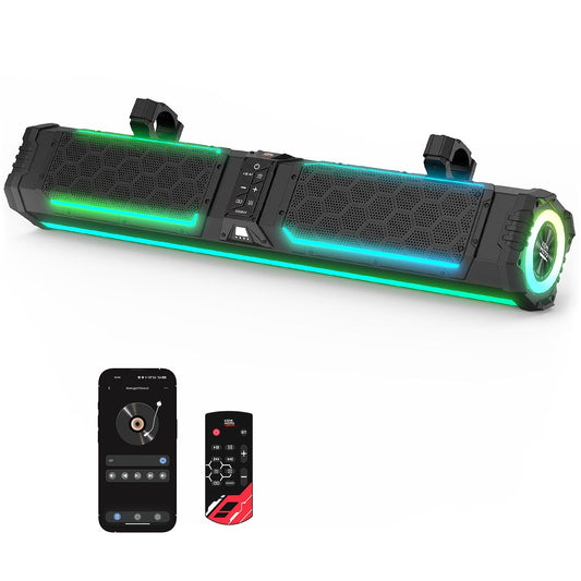 Midnight 80 Gen2 Soundbar For Can am Polaris 340W Peak Power, IP66 Waterproof & Dual Passive Radiators - Kemimoto