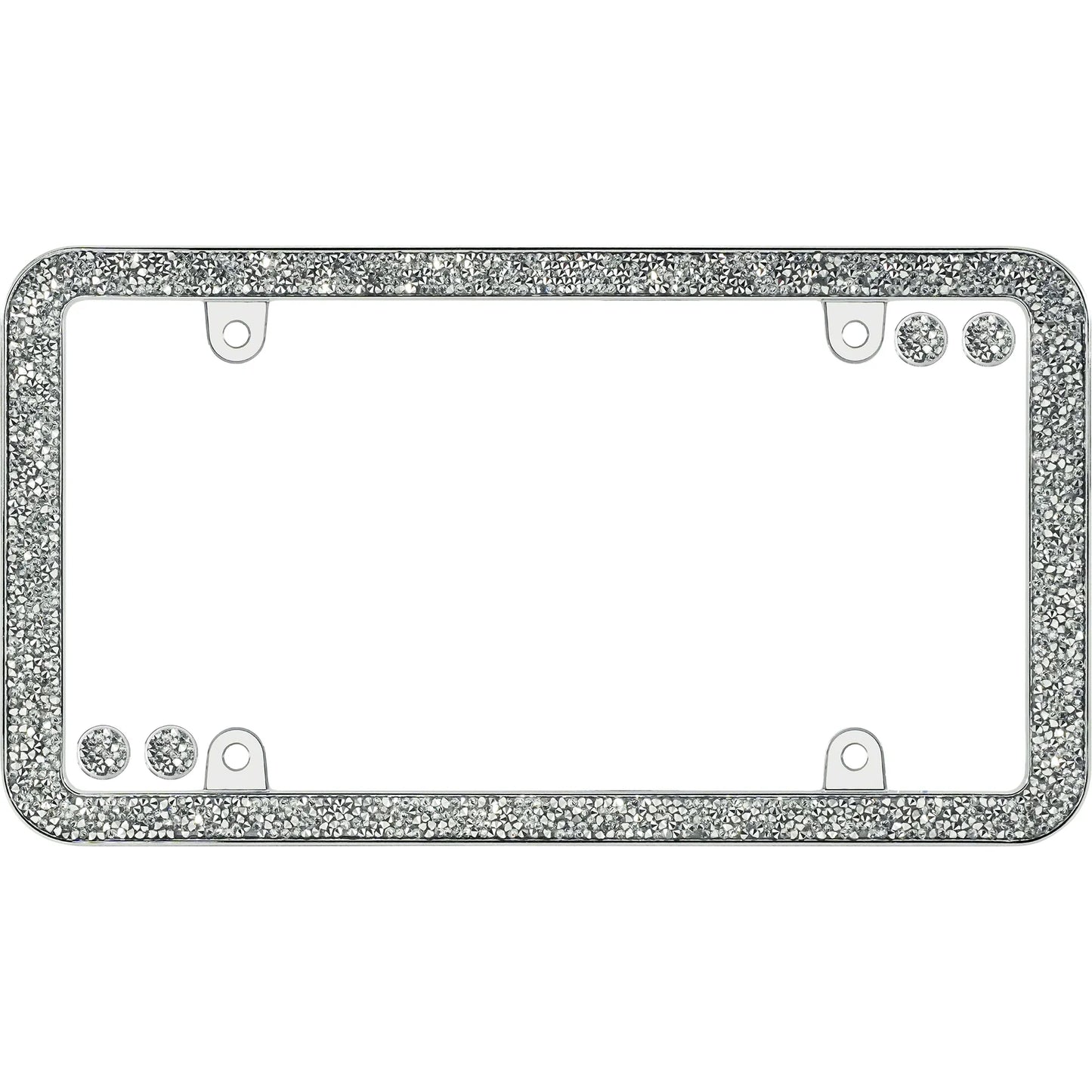 Shattered License Plate Frame, Chrome/Clear (with fastener caps)