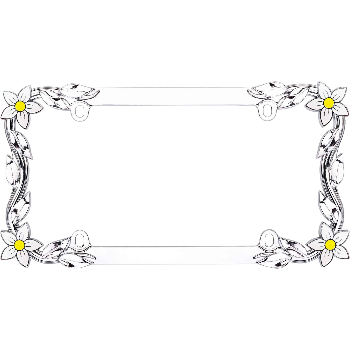 Daisy License Plate Frame, Chrome/Painted
