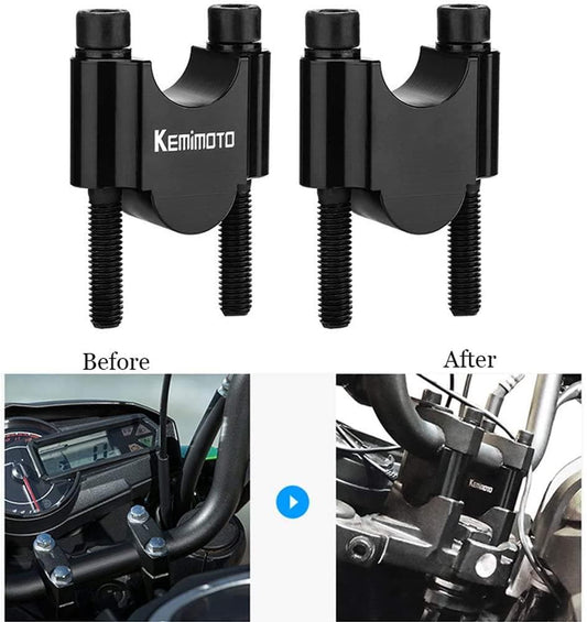 7/8" Handlebar Risers 30mm Height (Black) - KEMIMOTO