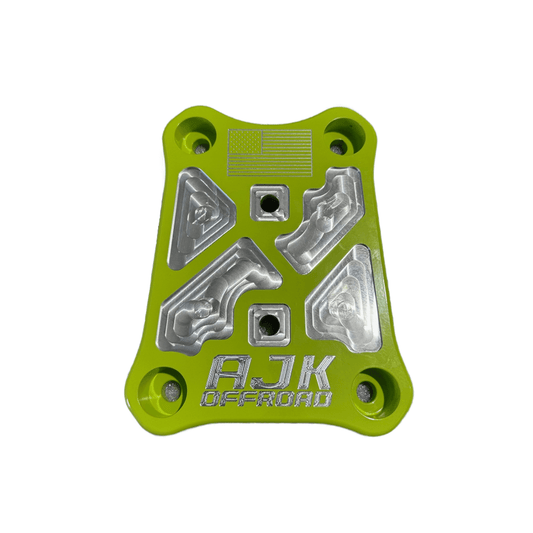 Polaris Pro R / Turbo R Billet Radius Rod Plate / Pull Plate by AJK Offroad Rod Plate in Lifted Lime