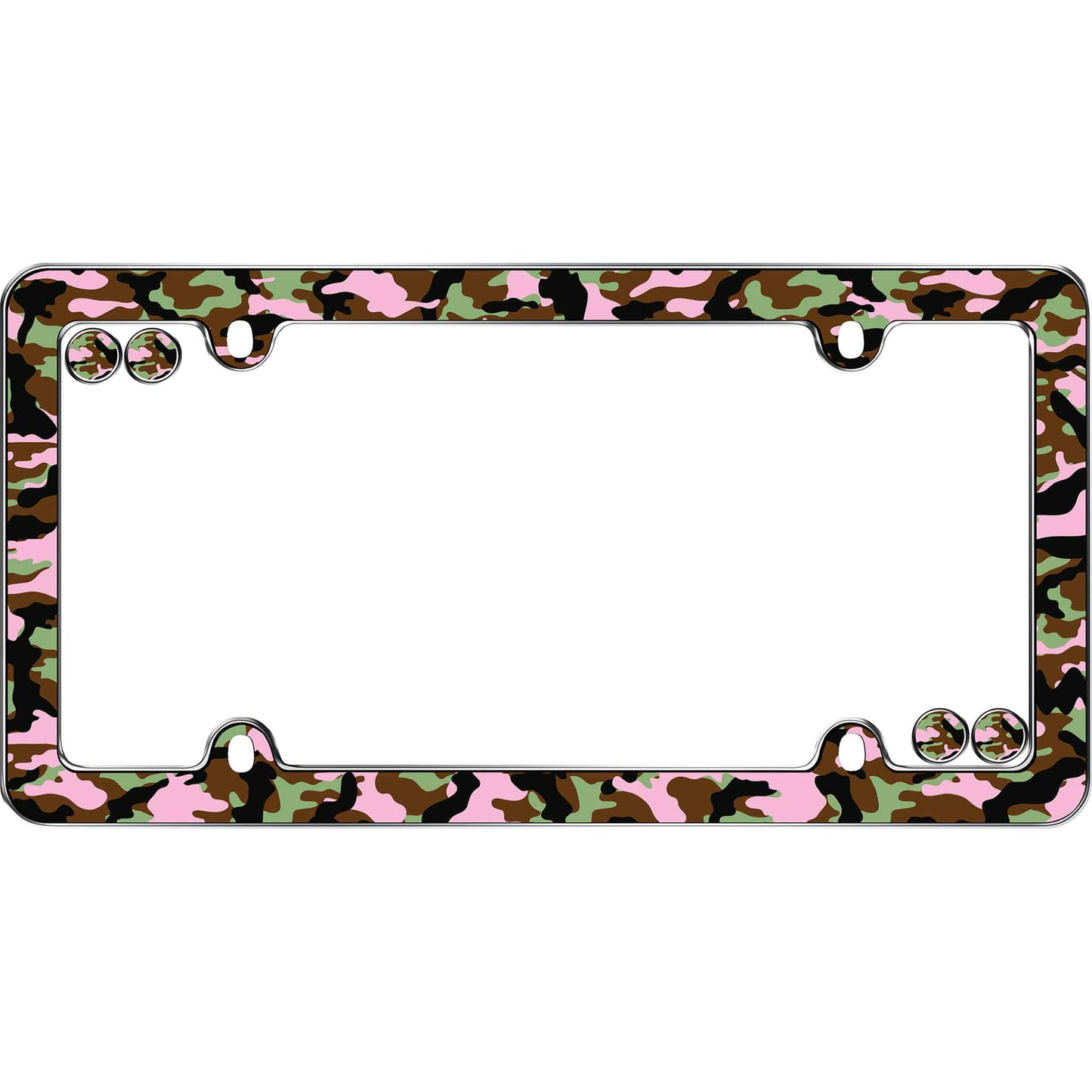 Camo-Girl License Plate Frame, Chrome (with fastener caps)