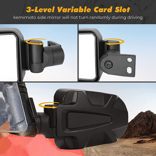 Polaris RZR XP 900 1000 Folding Side Mirrors - KEMIMOTO