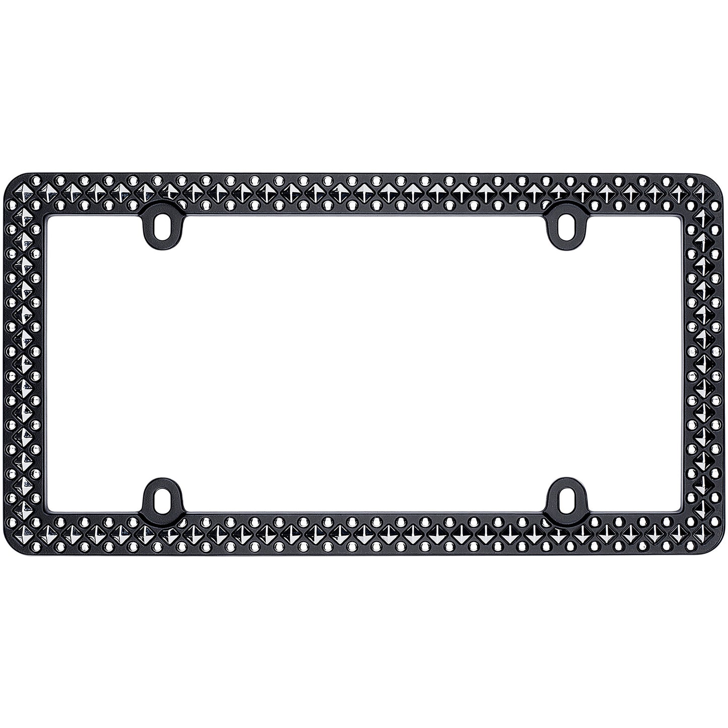 Defender License Plate Frame, Matte Black/Chrome