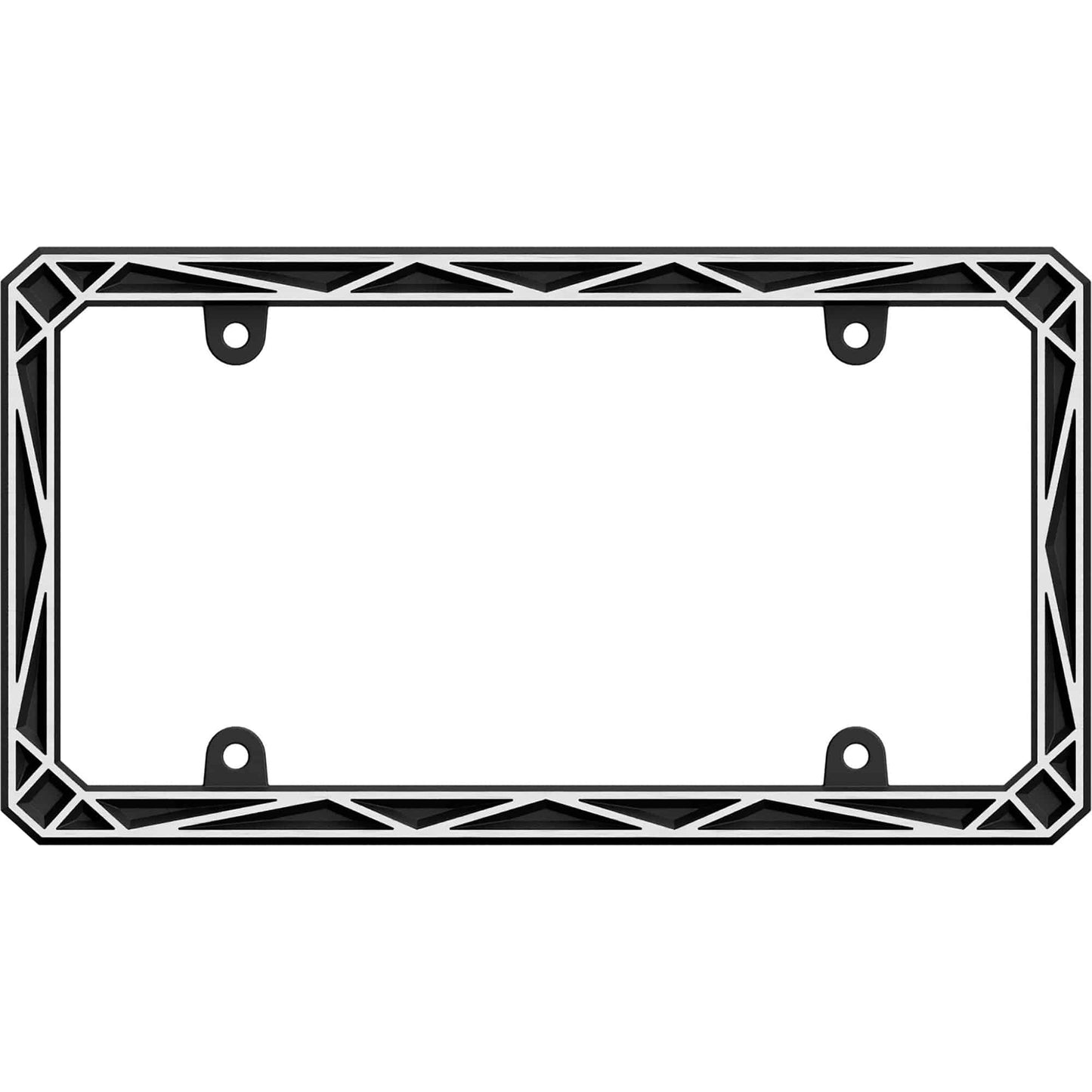 Geometric License Plate Frame, Black/Chrome