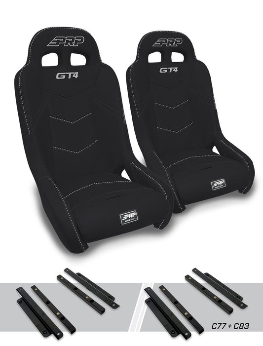 GT4 Suspension Seats Kit for Polaris General, RZR S 900, 900 Trail, Trail, XP 1000, Turbo, Turbo S (Pair)