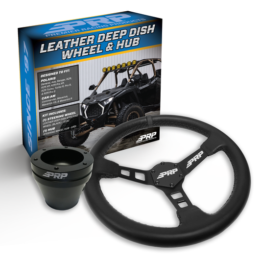PRP Deep Dish Leather Steering Wheel Kit with UTV Hub