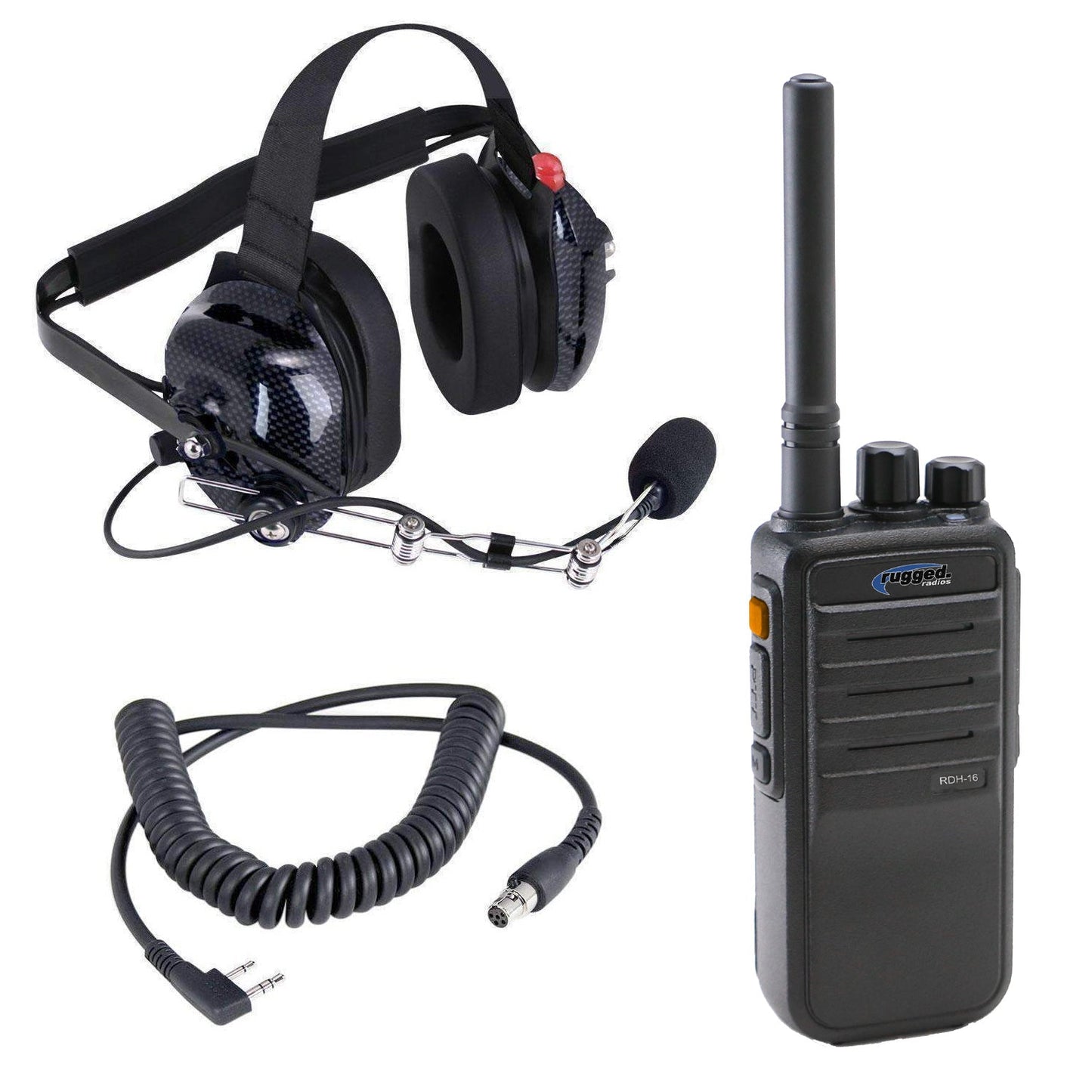 Crew Chief - H42 Spotter Headset and Rugged Handheld Radio Package - Dual Radio / R1 Business Band Handheld - Digital and Analog / Blue