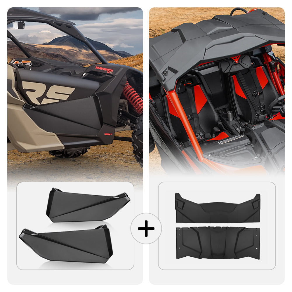 Kemimot Front Lower Door Inserts & Plastic Roof For Can-Am Maverick X3