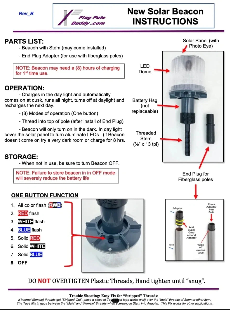 RED, WHITE, BLUE SOLAR BEACON