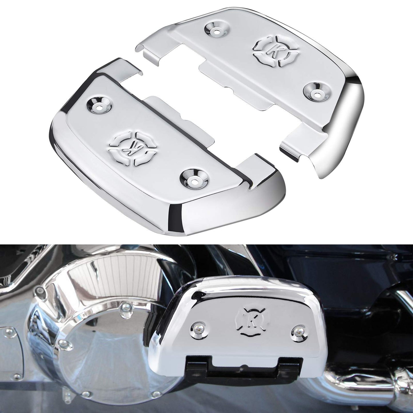 Passenger Footboard Covers D-shaped Floorboard Covers, Chrome - Kemimoto