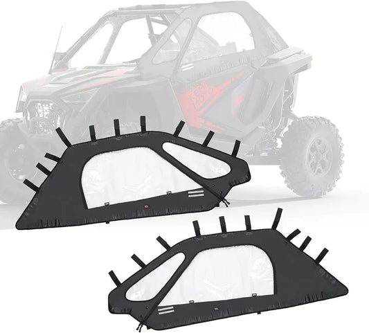 2 Soft Upper Doors with Zippers Fit Polaris RZR