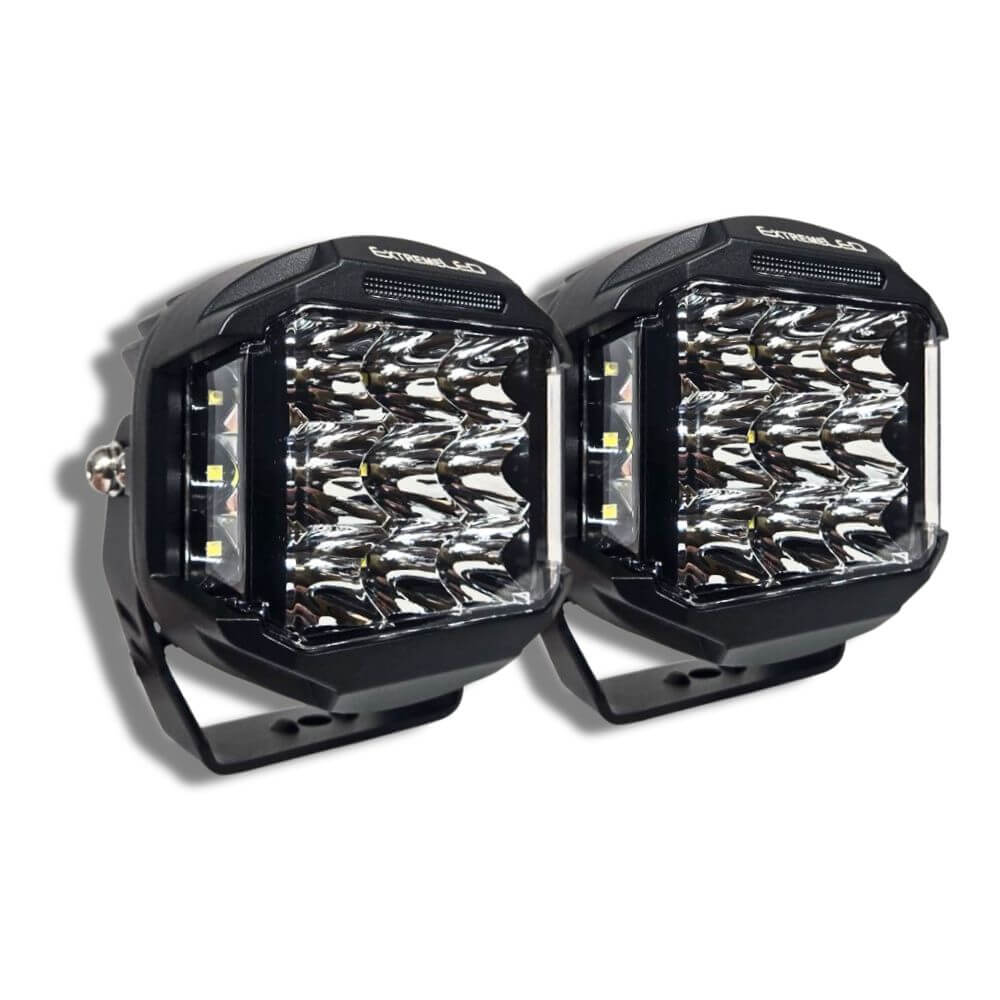 High Power 5" Side Shooter LED Light Pods with Amber DRL (Pair)