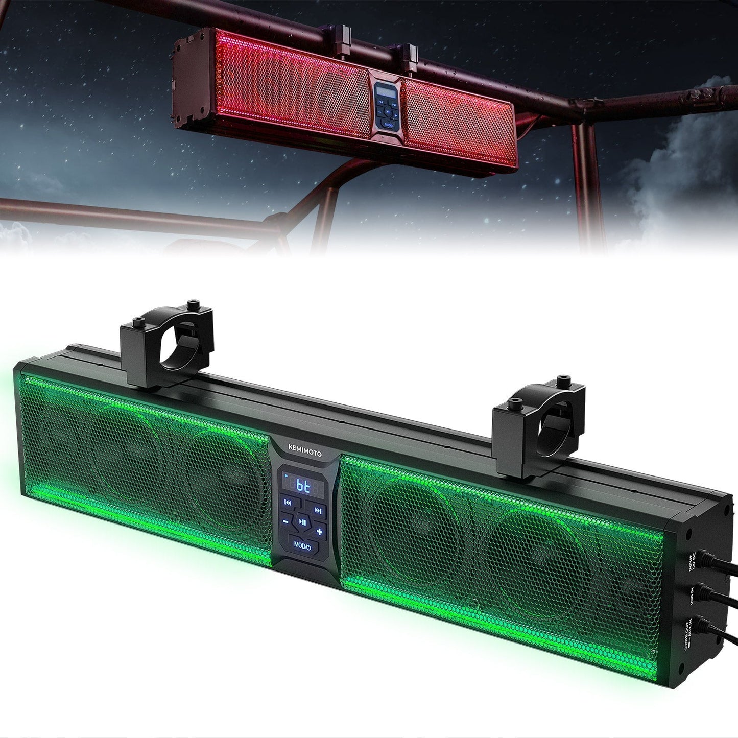 26 Inch UTV Sound Bar w/ MUSIC SYNC RGB Multicolor Lights - Kemimoto