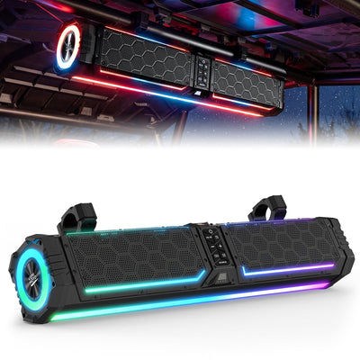 Midnight 70 Gen2 Soundbar For Can am Polaris 680W Max Power, IP66 Waterproof & Dual Passive Radiators