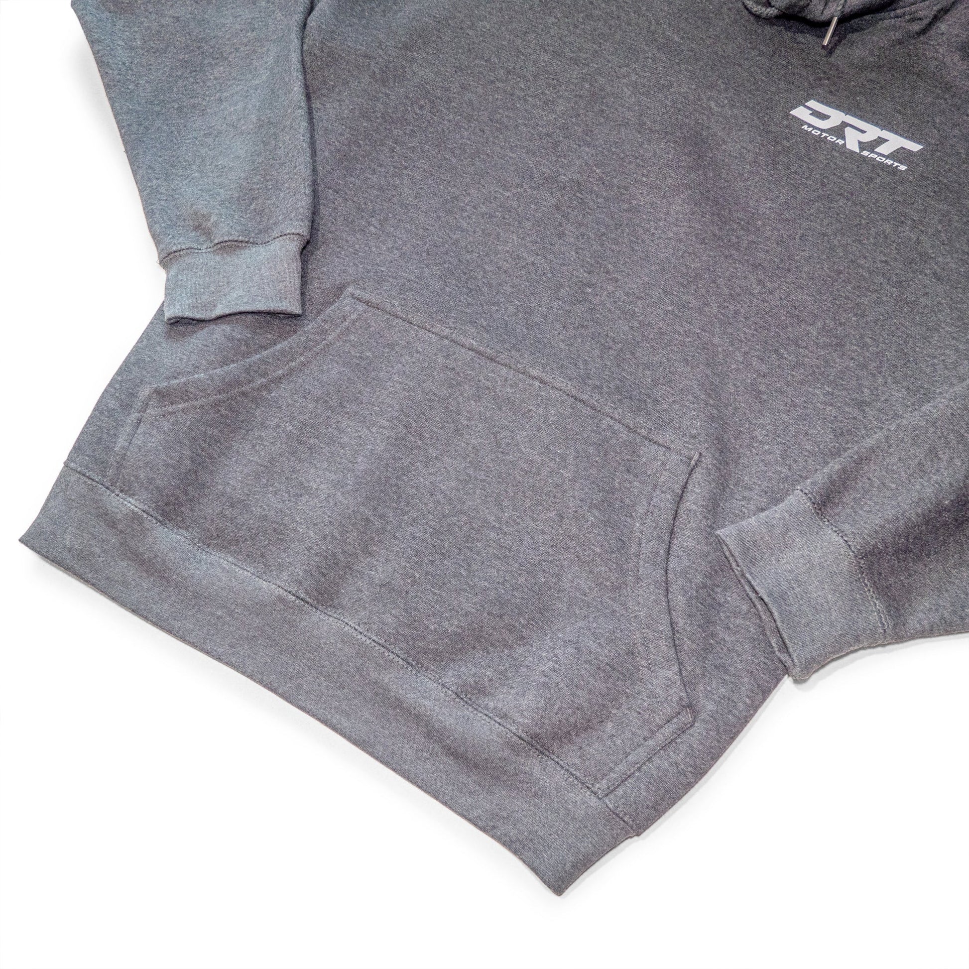 Drt motorsports hoodie in charcoal grey front view