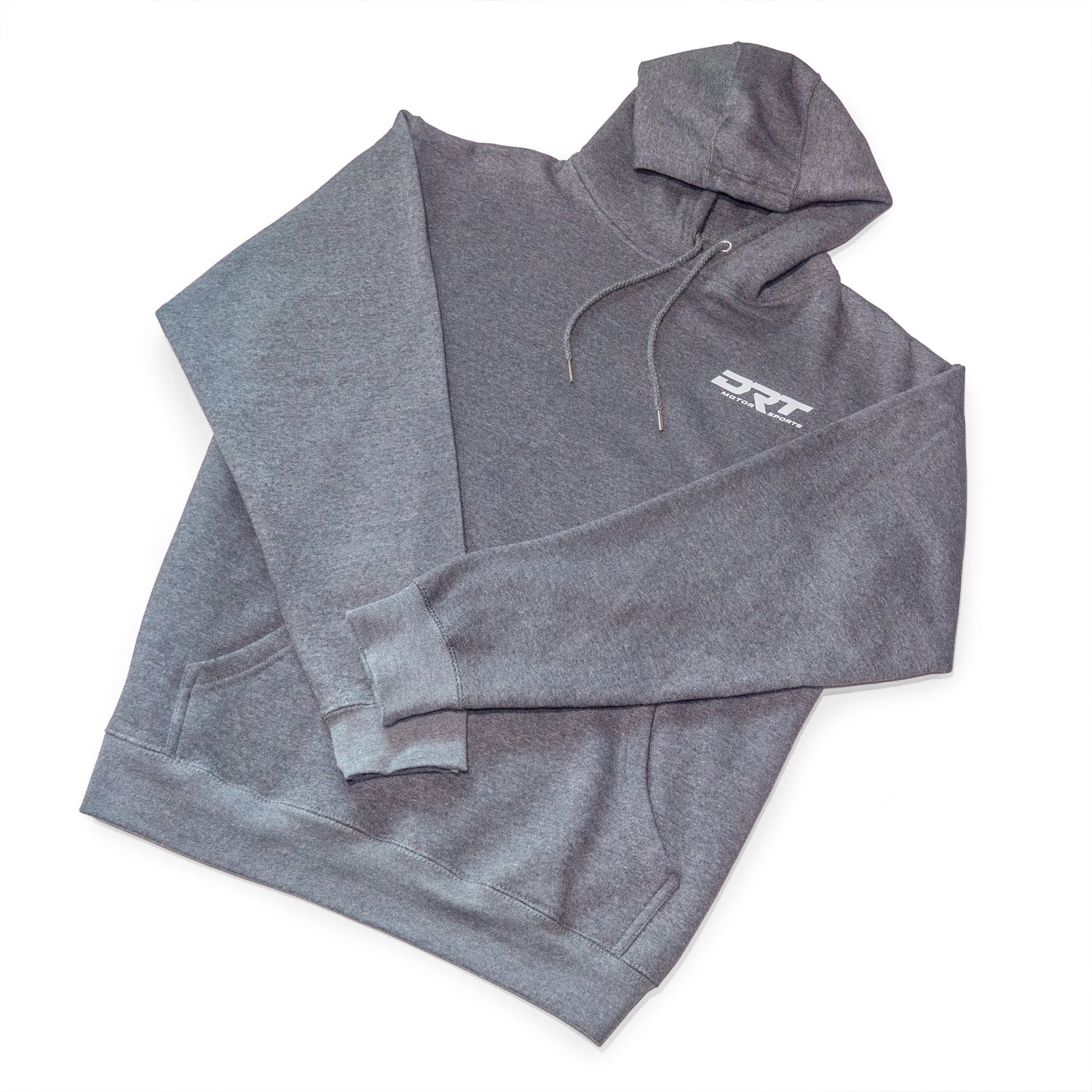 Drt motorsports hoodie in charcoal grey front view