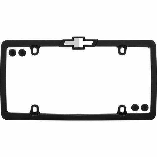 Chevrolet License Plate Frame, Black/Chrome (w/fastener caps)