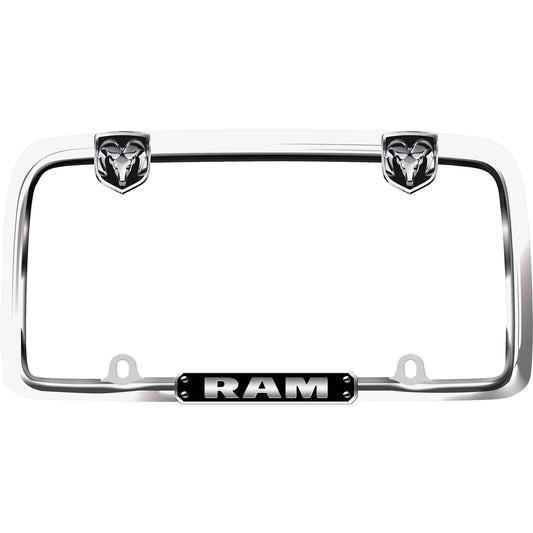 RAM License Plate Frame, Chrome/Black