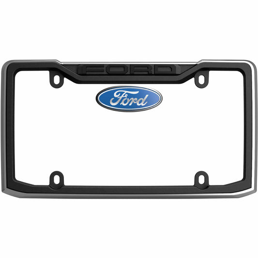 Ford License Plate Frame, Black/Chrome