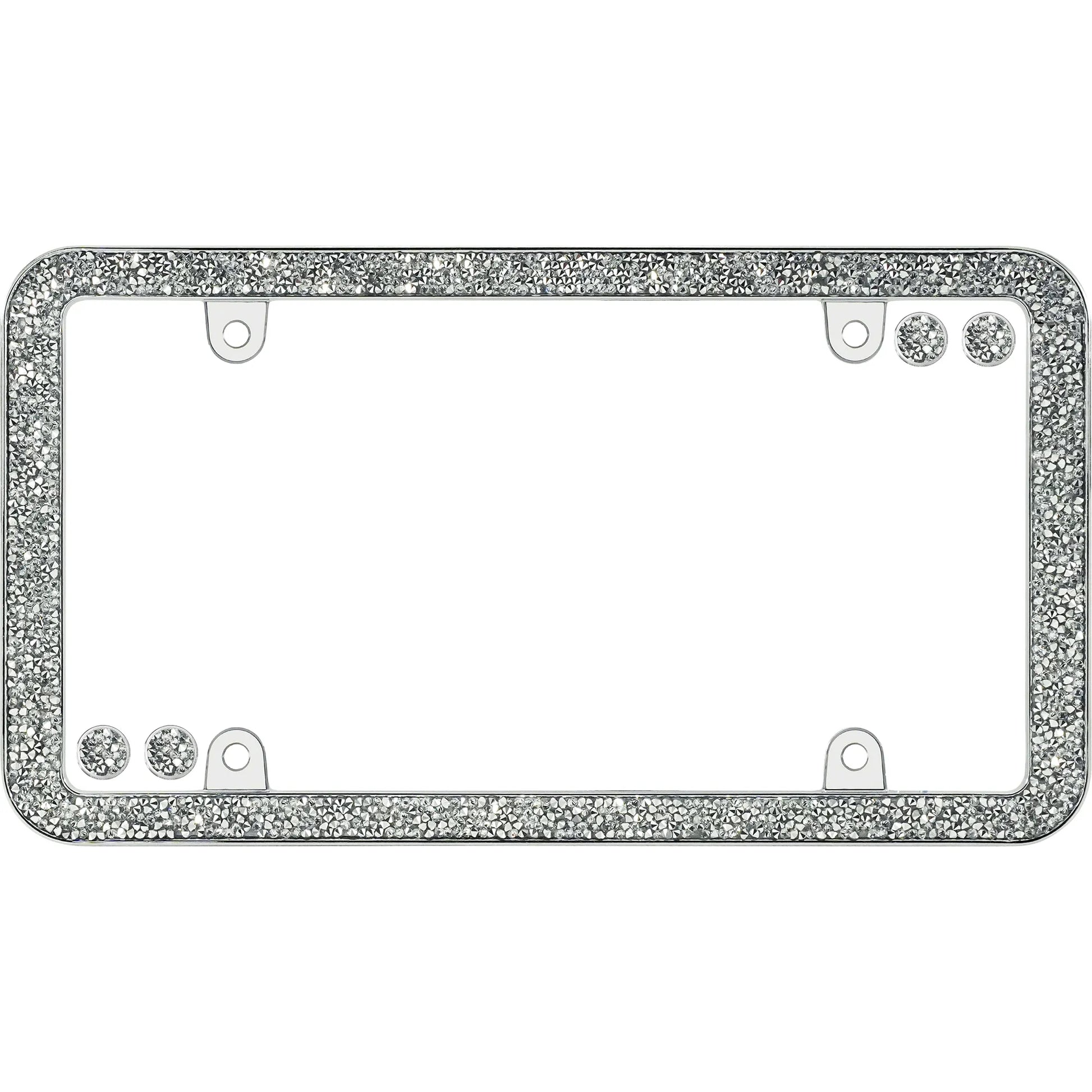 Shattered License Plate Frame, Chrome/Clear (with fastener caps)