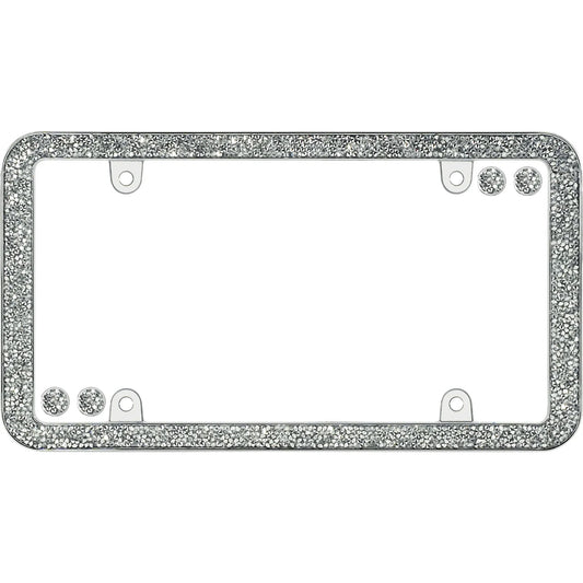 Shattered License Plate Frame, Chrome/Clear (with fastener caps)