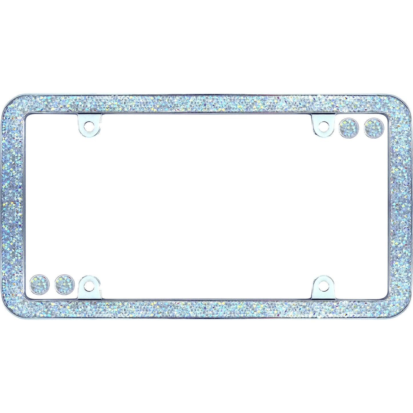 Shattered License Plate Frame, Chrome/Iridescent (with fastener caps)