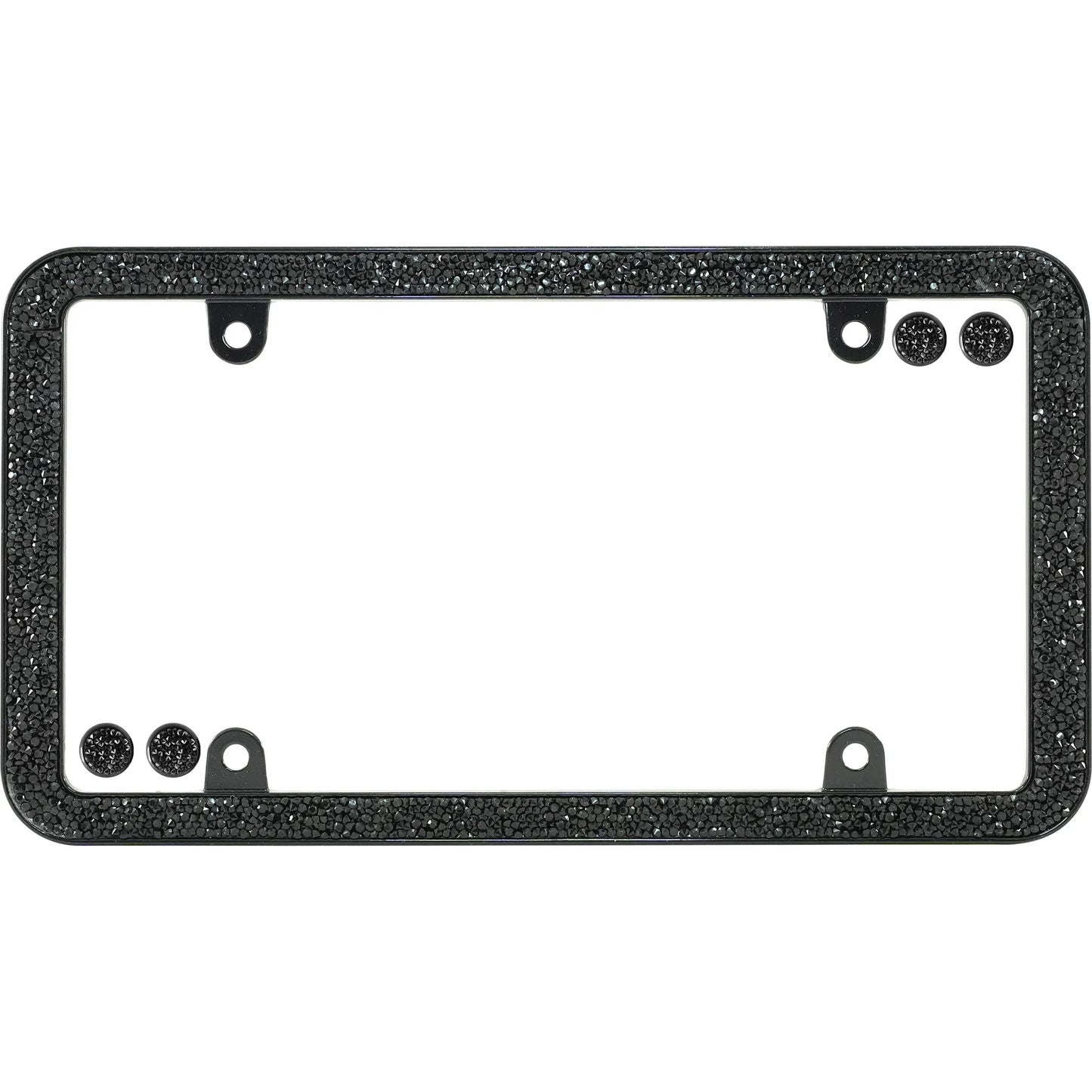 Shattered License Plate Frame, Black (with fastener caps)