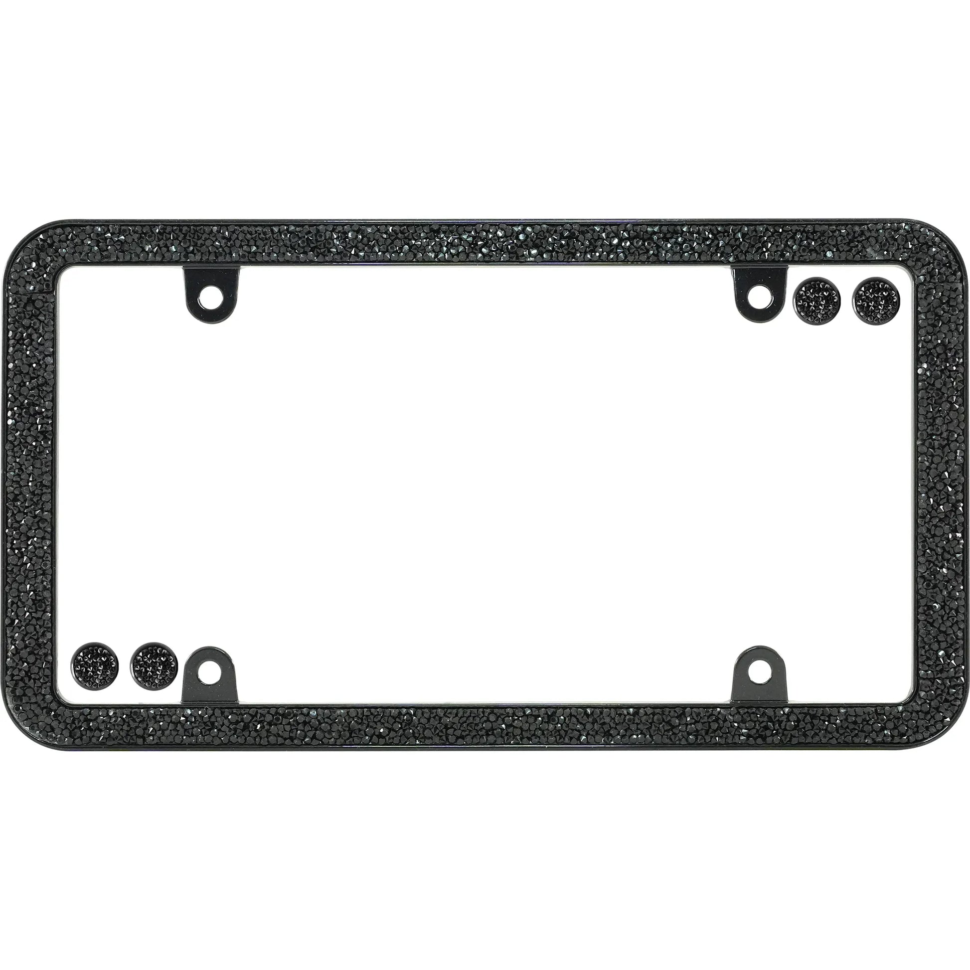 Shattered License Plate Frame, Black (with fastener caps)