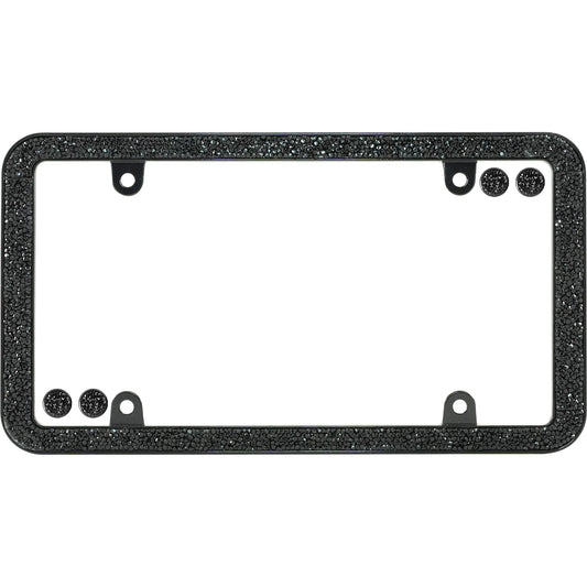 Shattered License Plate Frame, Black (with fastener caps)
