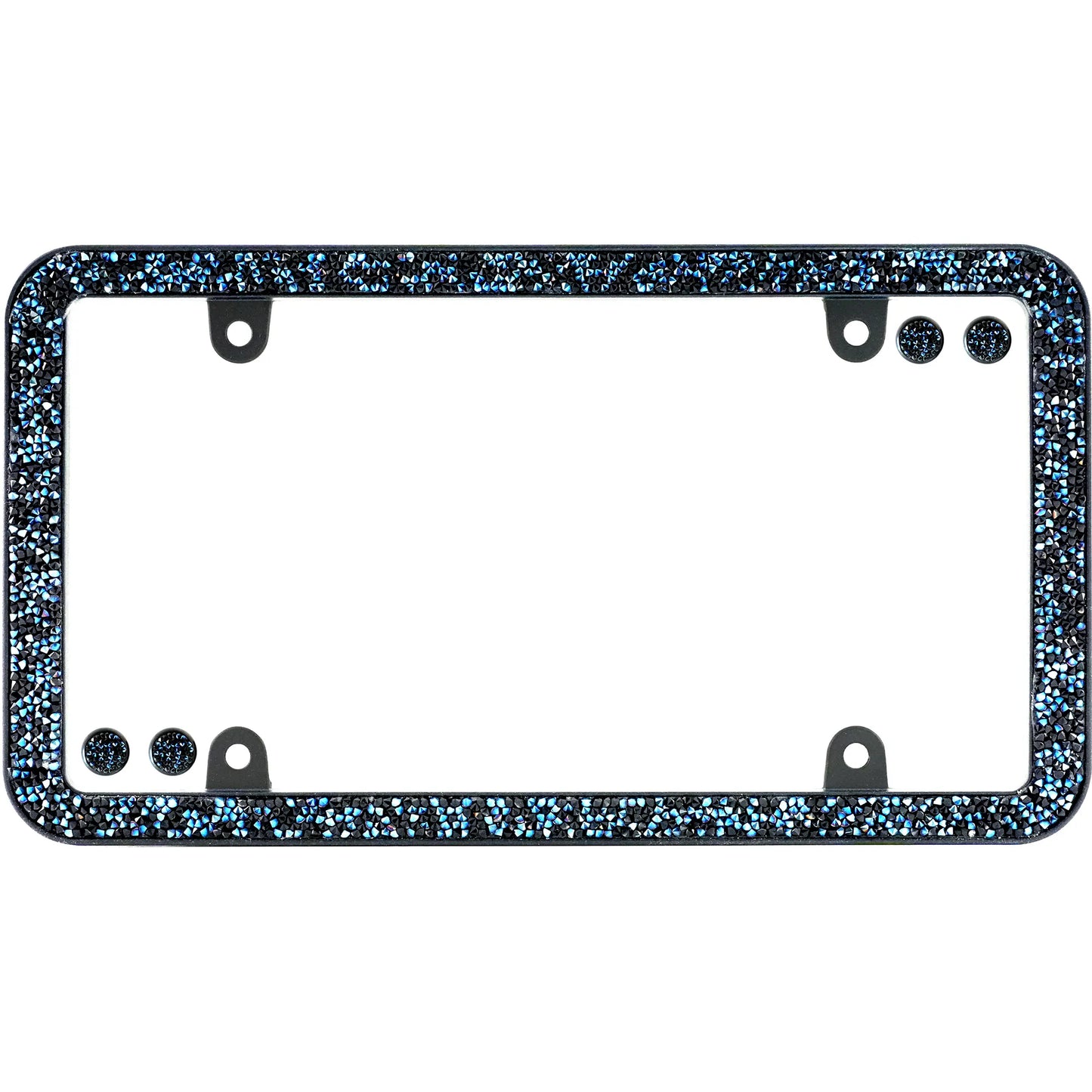 Shattered License Plate Frame, Black Iridescent (with fastener caps)