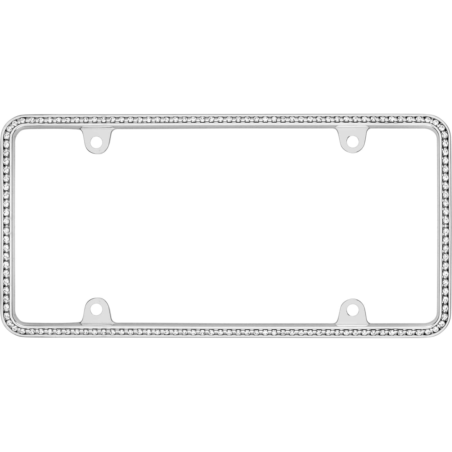 Diamondesque License Plate Frame, Chrome/Clear