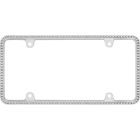 Diamondesque License Plate Frame, Chrome/Clear