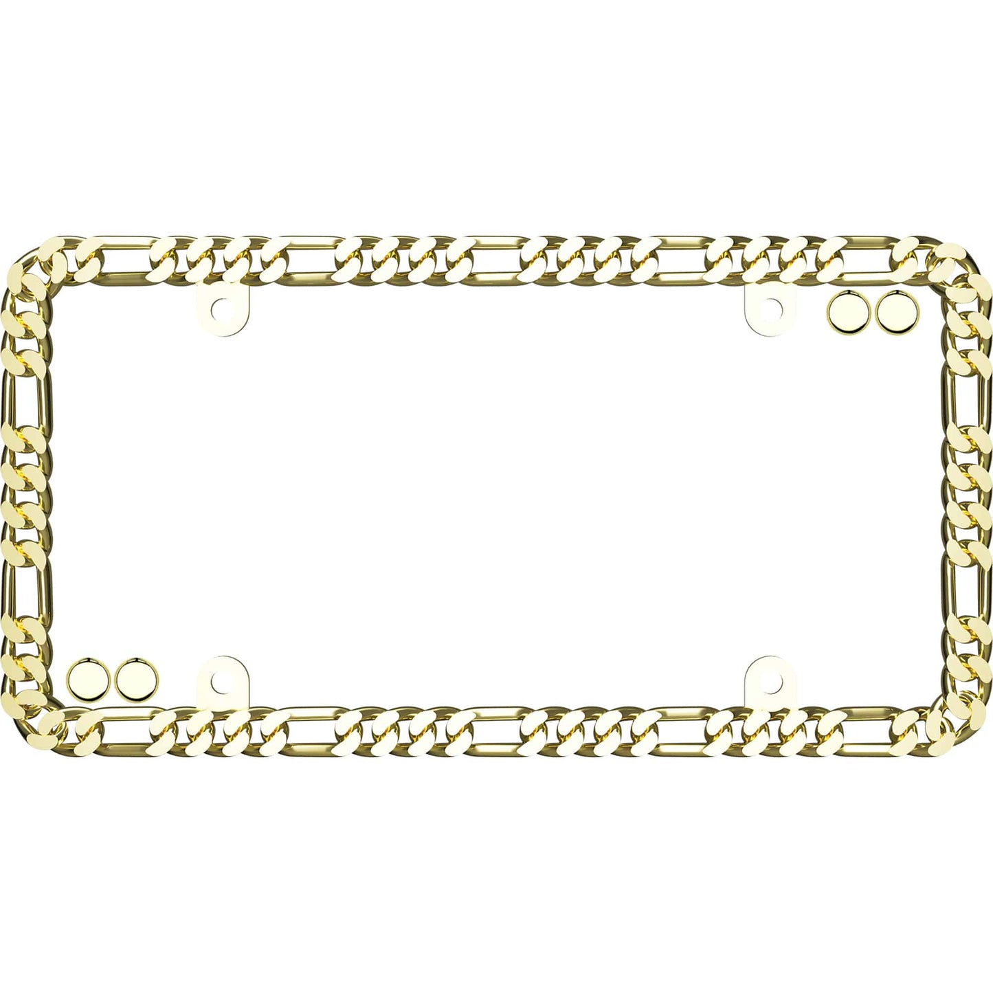 Designer Chain License Plate Frame, Gold (with fastener caps)