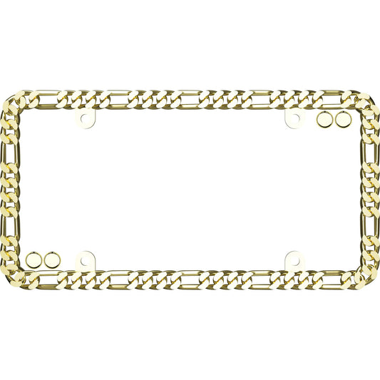 Designer Chain License Plate Frame, Gold (with fastener caps)