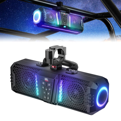 KEMIMOTO Midnight 40B 16'' 2-Speaker Louder RGB UTV Sound Bar (Built-in Battery)
