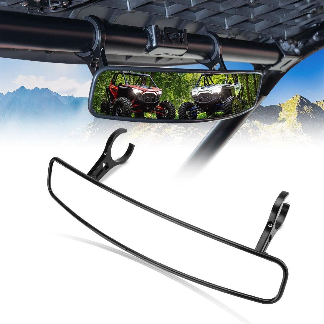 17" Wider Universal UTV Center Rearview Mirror For 1.75-2 inch Roll Bar - KEMIMOTO