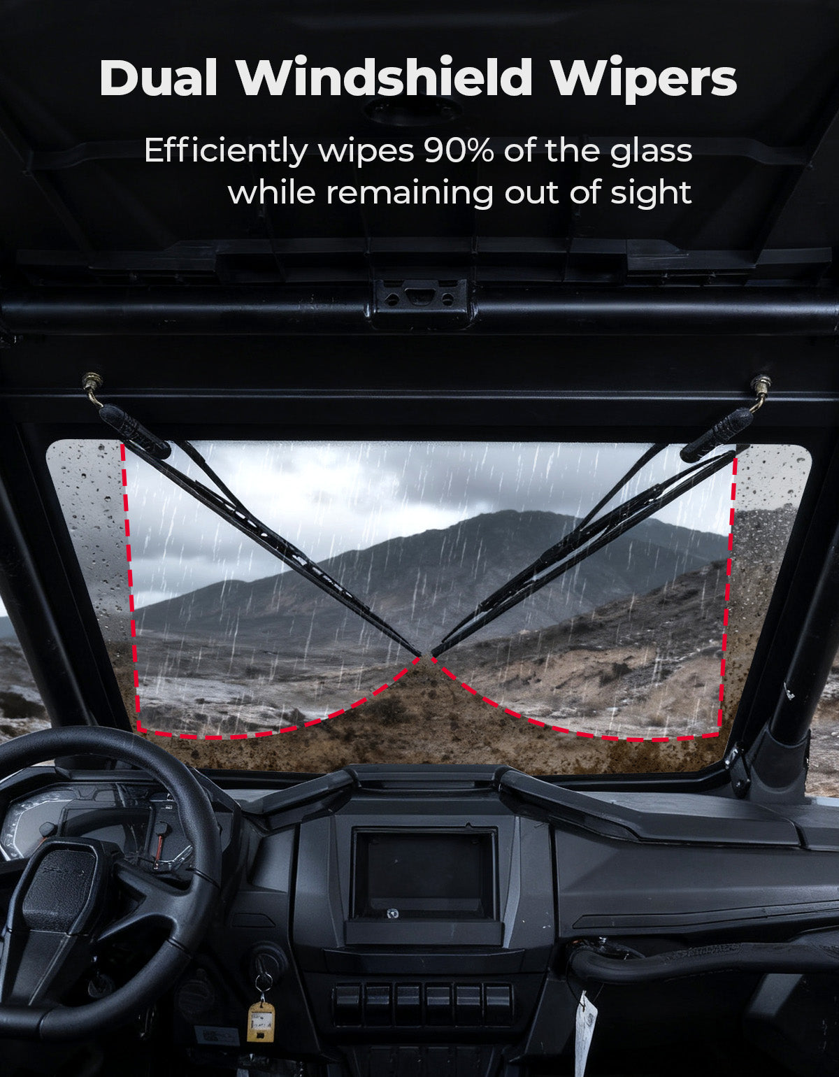 PRO XP Glass Windshield with 2 Manual Wipers for Polaris RZR PRO XP/XP4/PRO S/S4 (2025-2026) - Kemimoto
