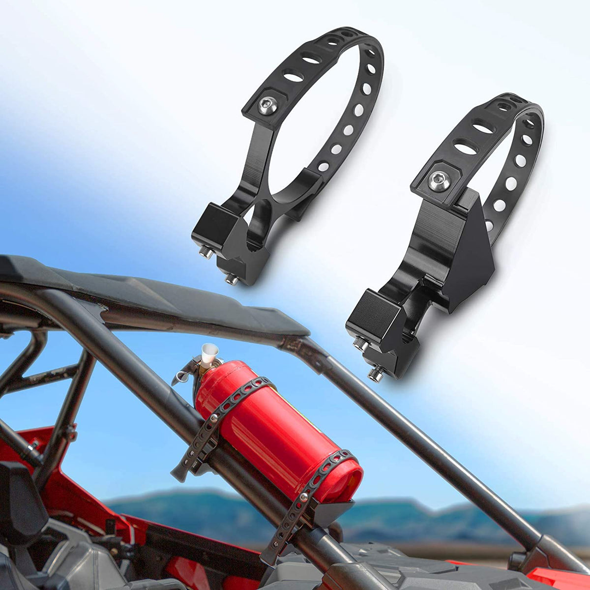 UTV Fire Extinguisher Holder Fit Polaris RZR, Can Am X3, Kawasaki Teryx - Kemimoto