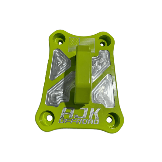 Polaris Pro R / Turbo R Billet Radius Rod Plate / Pull Plate  AJK Offroad Pull Plate in Lifted Lime 