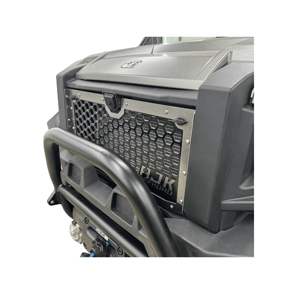 Polaris Xpedition Grill by AJK Offroad in Raw Aluminum Installed on Right Side View