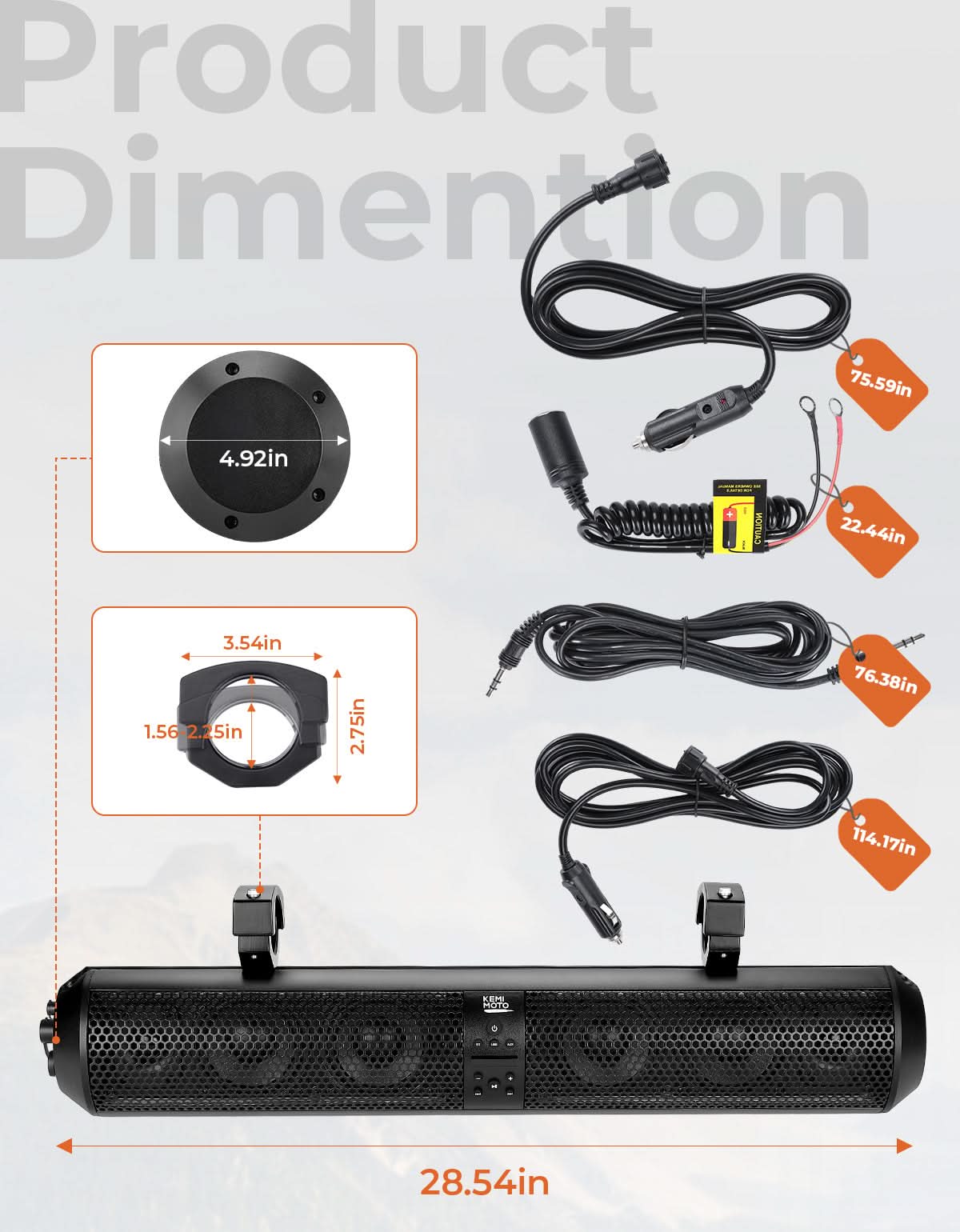 UTV Bluetooth Sound Bar â€?32" RGB Speaker, IP66 Waterproof 2025 | Fits 1"-2" Roll Bars on Polaris RZR, Can-Am, SxS, Golf Carts