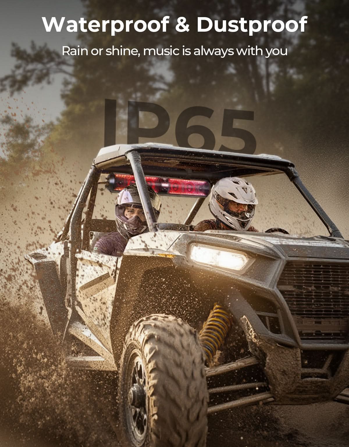 UTV Bluetooth Sound Bar â€?32" RGB Speaker, IP66 Waterproof 2025 | Fits 1"-2" Roll Bars on Polaris RZR, Can-Am, SxS, Golf Carts
