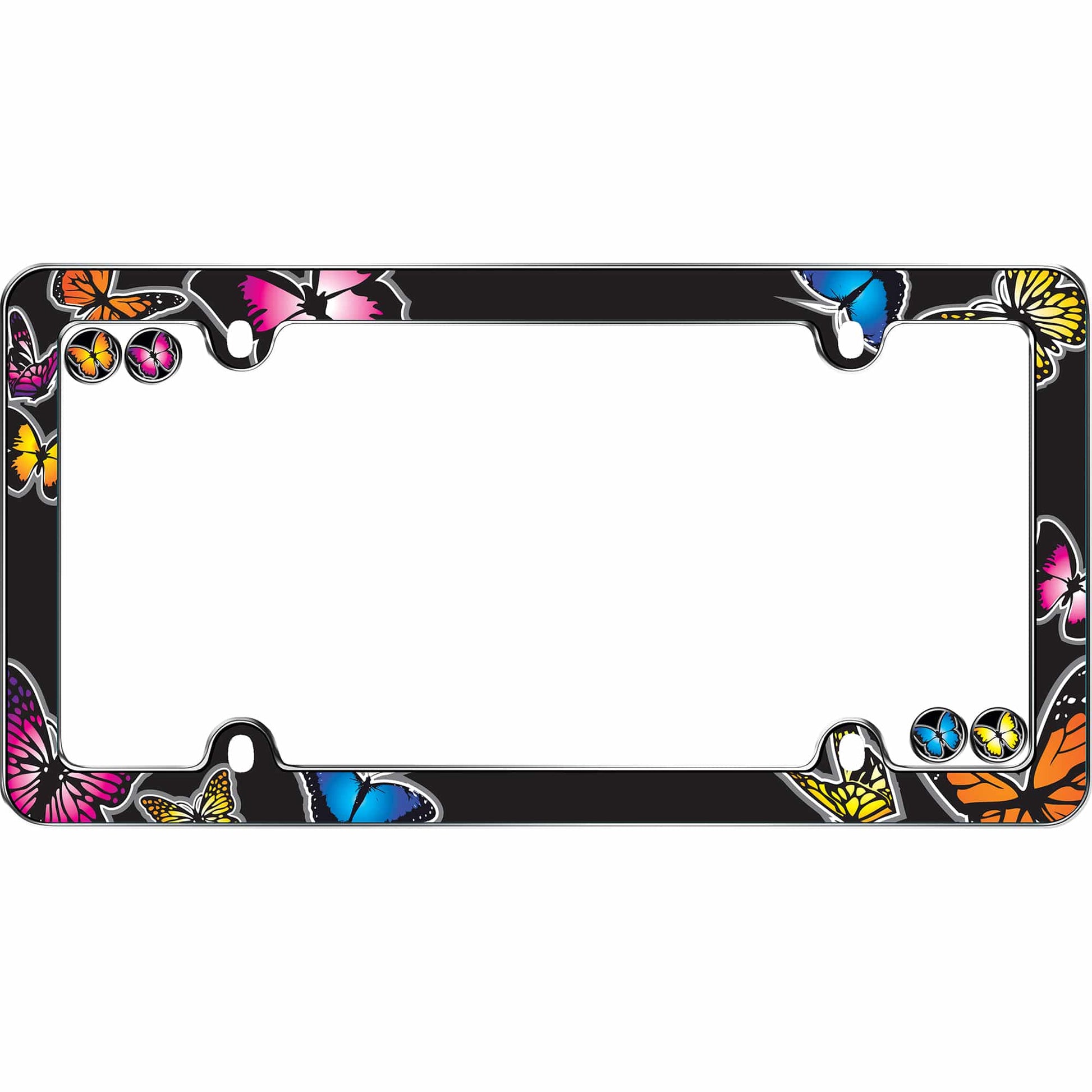 Butterfly License Plate Frame, Chrome (with fastener caps)