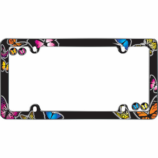 Butterfly License Plate Frame, Chrome (with fastener caps)