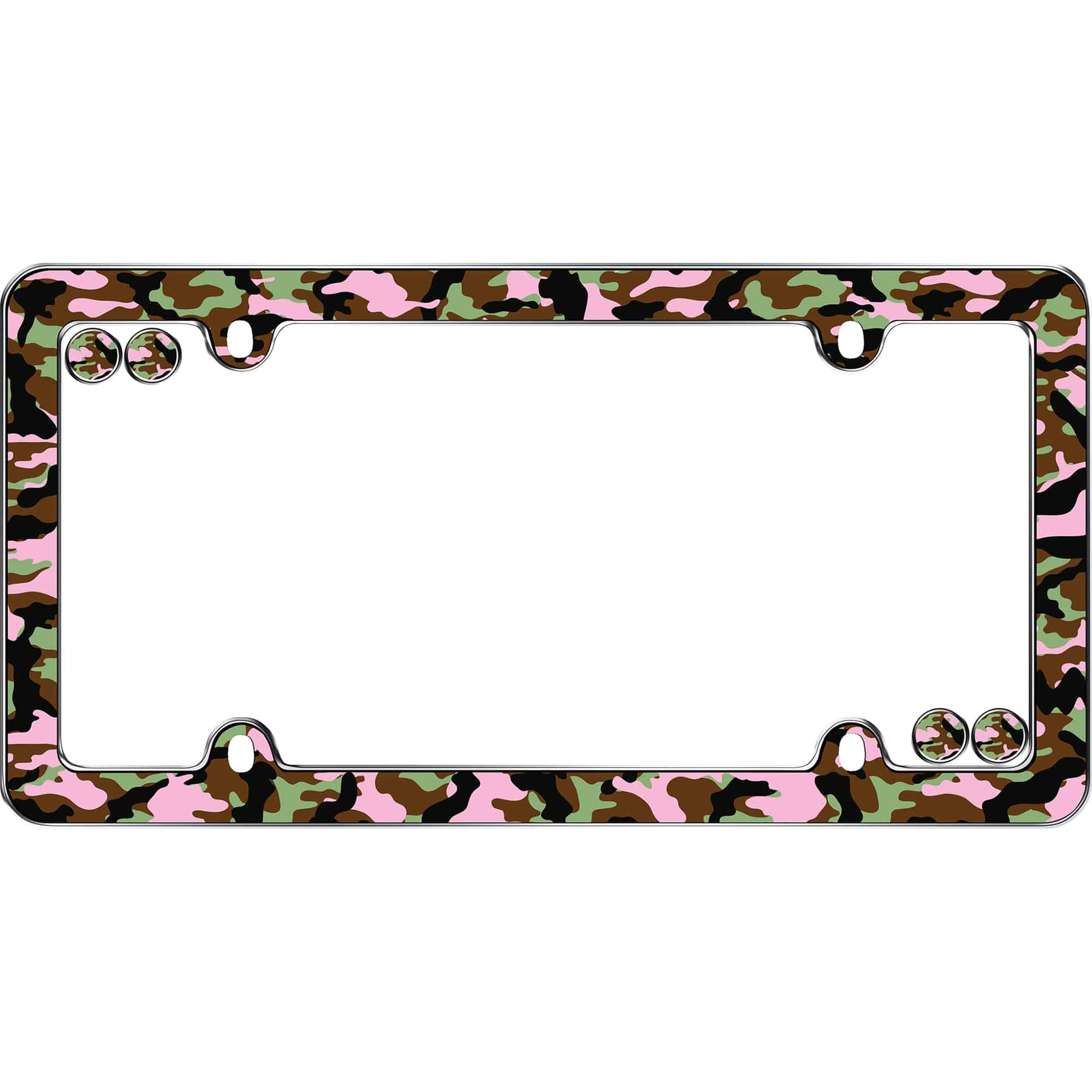 Camo-Girl License Plate Frame, Chrome (with fastener caps)