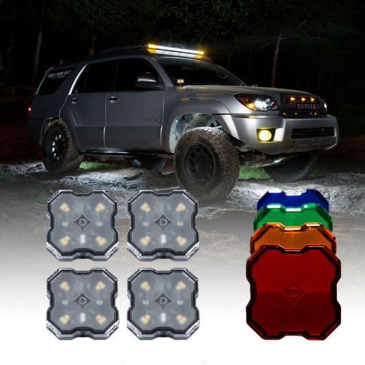 Diode Dynamics Stage Series SXS Rock Light Installer Kit - White Diffused M8 (4-pack)