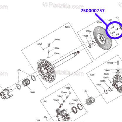 Rpm Ski-Doo & X3 Titanium Governor Cup Bolt Set, Screw Button (Qty 6) M8X25Mm Oem #250000757