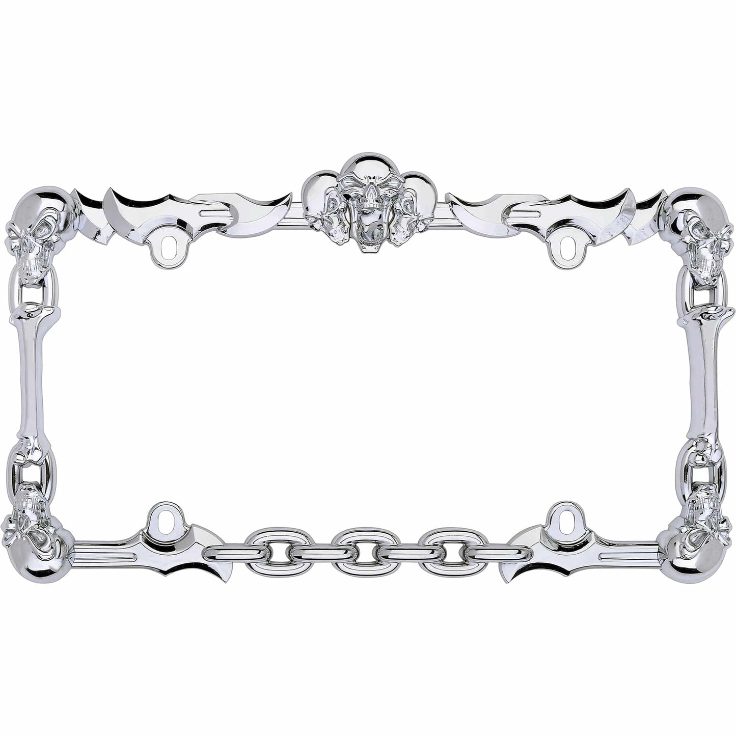 Skull & Bone License Plate Frame, Chrome