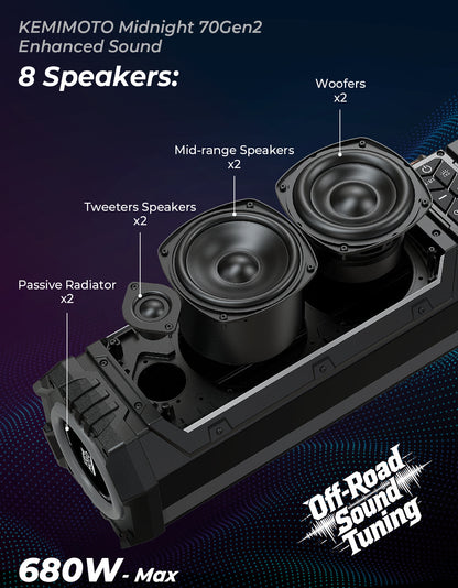 Kemimoto Midnight 70 Gen2 8-Speaker Sound bar